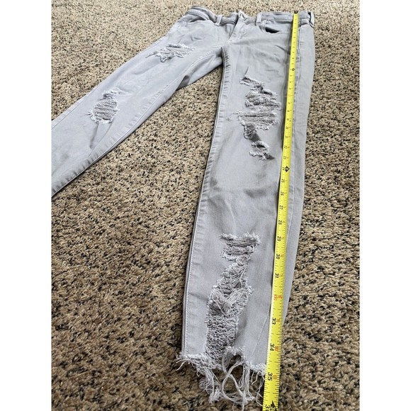 AMERICAN EAGLE Super Stretch X GRAY Denim Ripped Distressed Jegging Size 4 - Picture 6 of 11